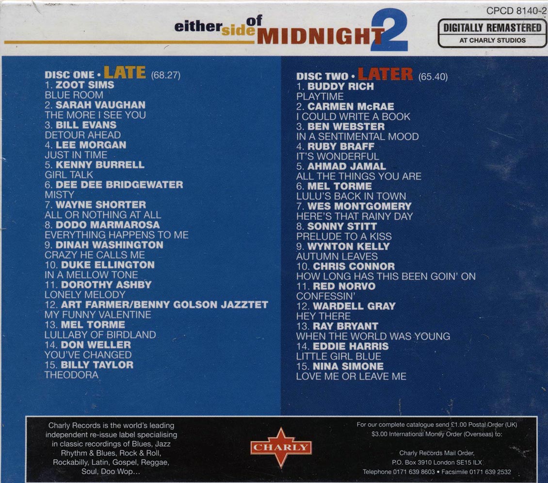 Zoot Sims, Sarah Vaughan, Bill Evans, Wayne Shorter, Etc. - Either Side Of Midnight 2: 30 More Cool Jazz Classics (30 tracks) (2xCD) (box set) Music CD