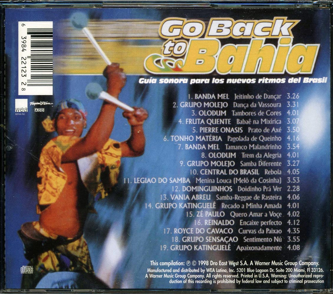 Banda Mel, Grupo Molejo, Olodum, Etc. - Go Back To Bahia Music CD