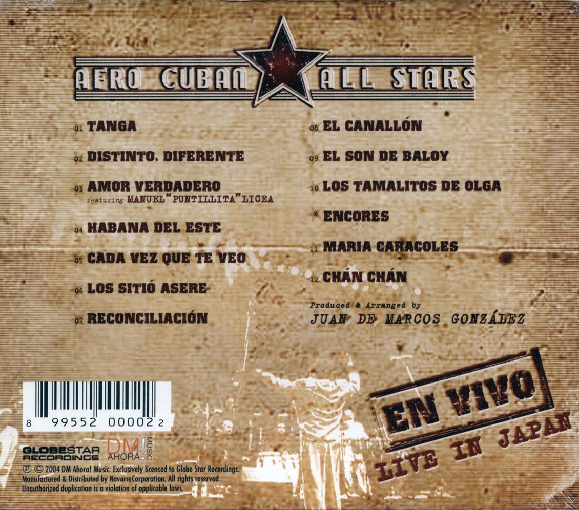 Afro-Cuban All Stars - En Vivo: Live In Japan Music CD