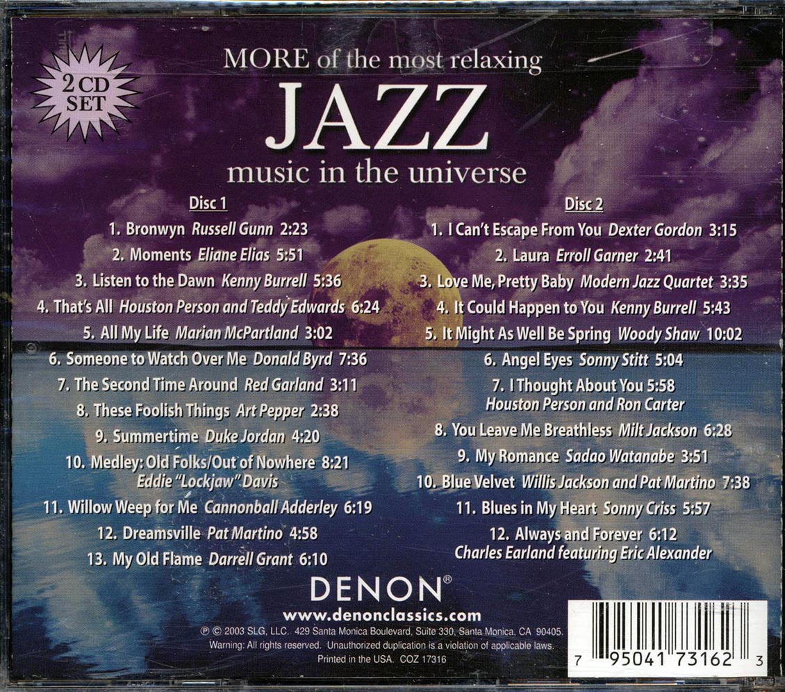 Russell Gunn, Eliane Elias, Kenny Burrell, Art Pepper, Etc. - More Of The Most Relaxing Jazz Music In The Universe (25 tracks) (2xCD) Music CD