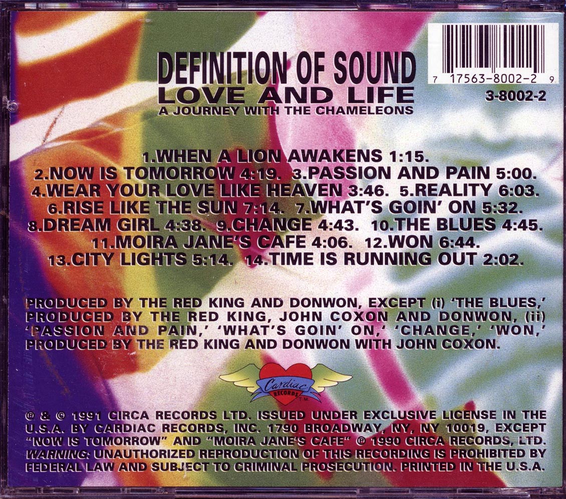 Definition Of Sound - Love And Life: A Journey With The Chameleons Music CD