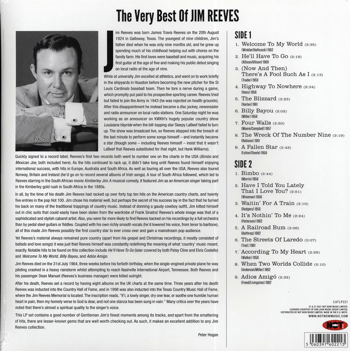 Jim Reeves - The Very Best Of Jim Reeves (180g) Vinyl Record