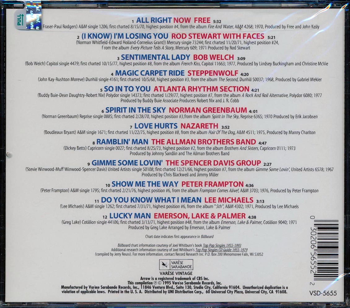 The Allman Brothers Band, Bob Welch, Peter Frampton, Steppenwolf, Nazareth, Etc. - Arrow 97.9 FM: All Rock & Roll Oldies Music CD