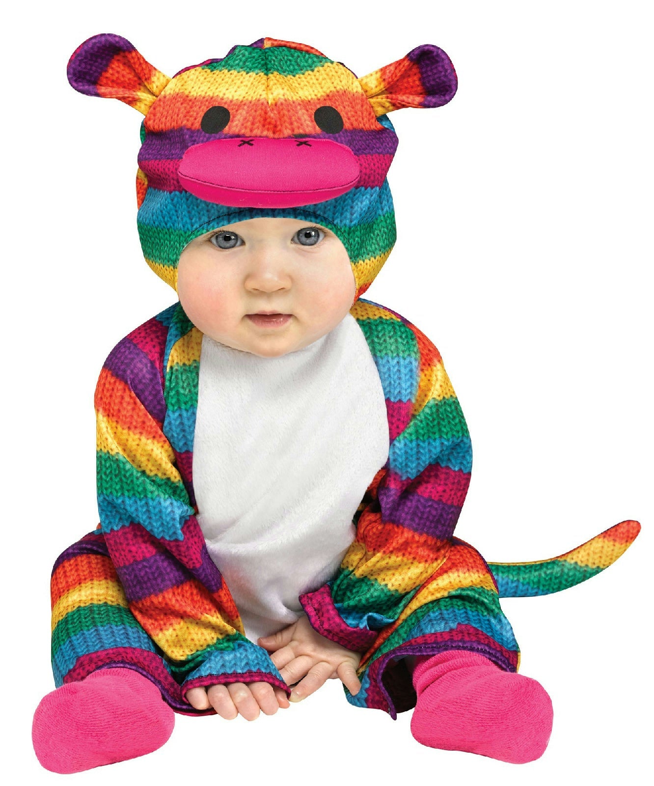 Fun World Rainbow Sock Monkey Infant 6-12 Months Colorful Costume