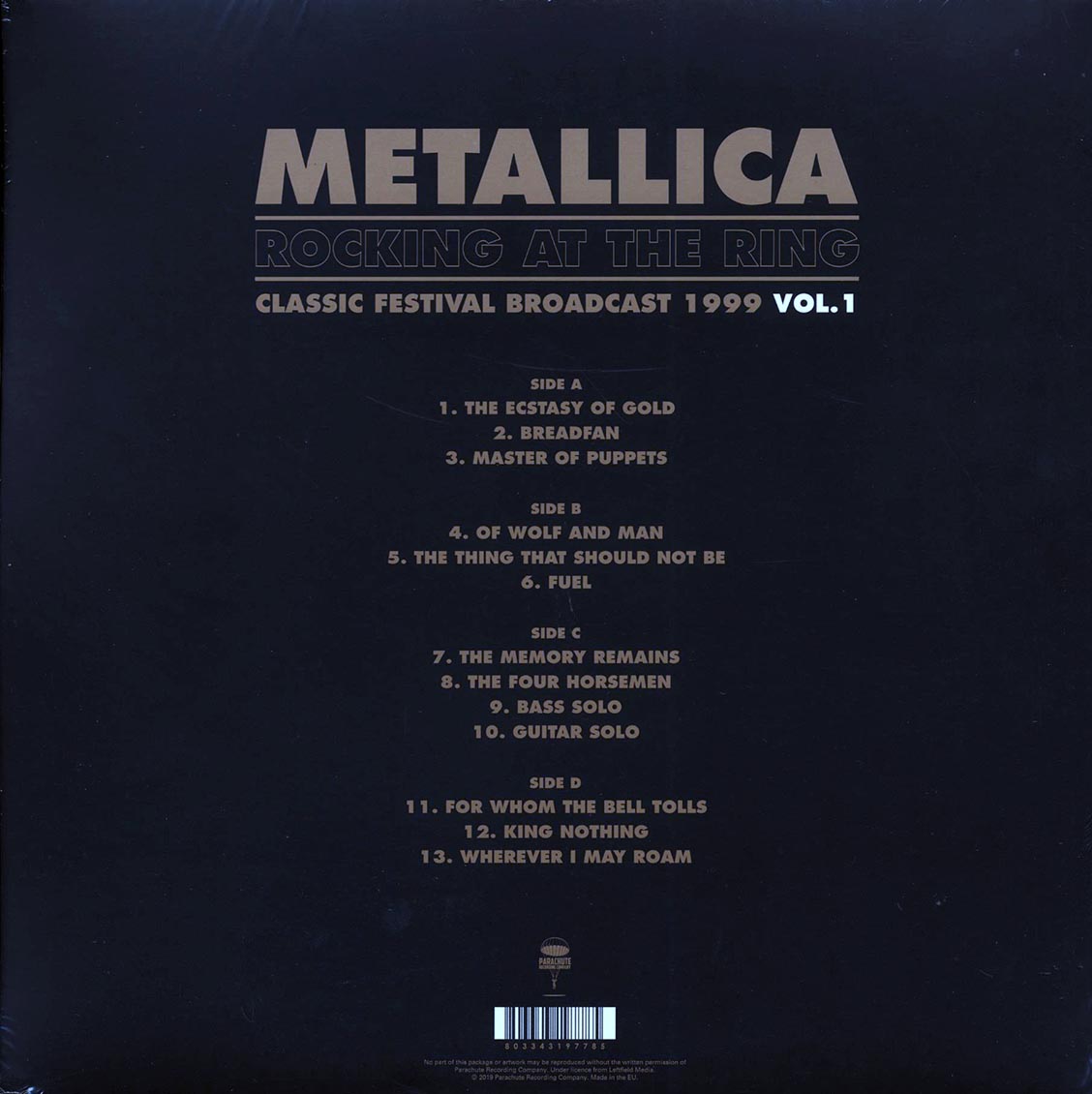 Metallica Rocking At The Ring Volume 1: Classic Festival Broadcast 1999 2xLP clear Vinyl Record