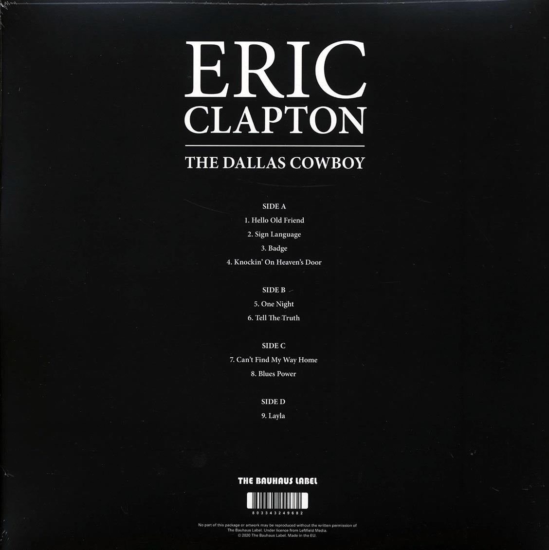 Eric Clapton The Dallas Cowboy 2xLP Vinyl Record