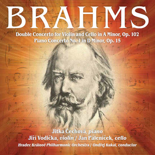 the album cover for Brahms / Vodicka / Palenicek / Cechova / Hradec - Double Con 102 & Pno Con 1 15