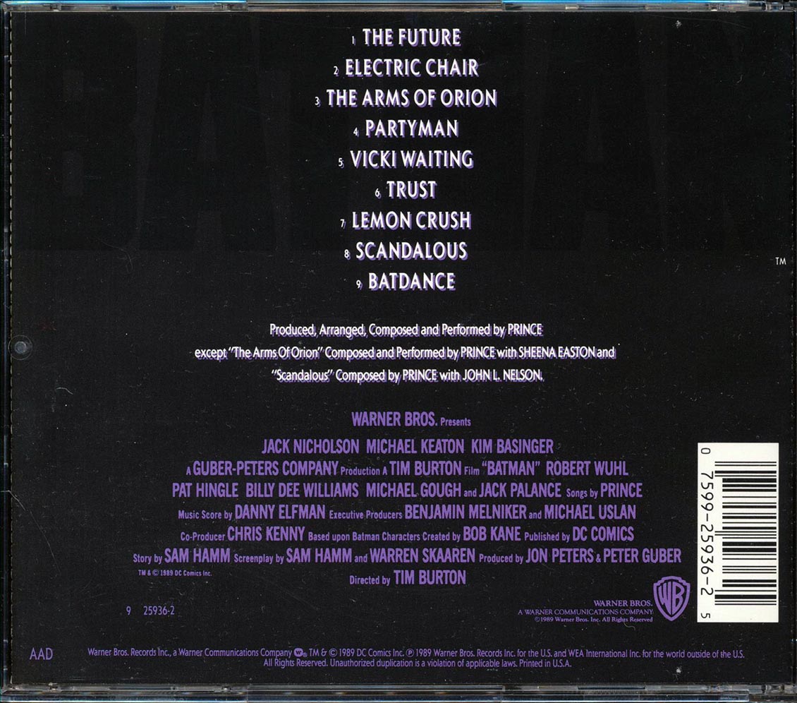 Prince - Batman: Motion Picture Soundtrack Music CD