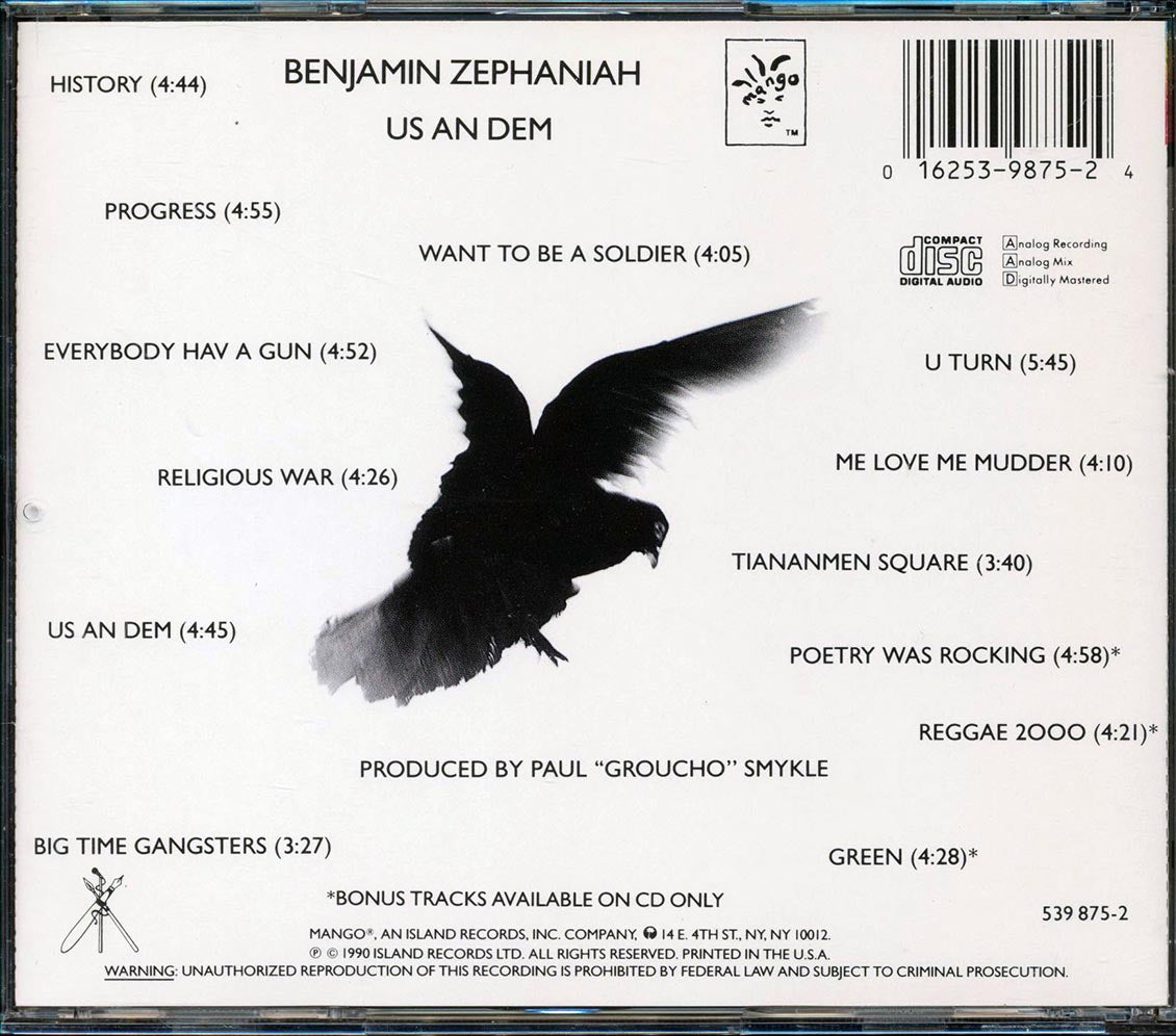 Benjamin Zephaniah - Us An Dem Music CD