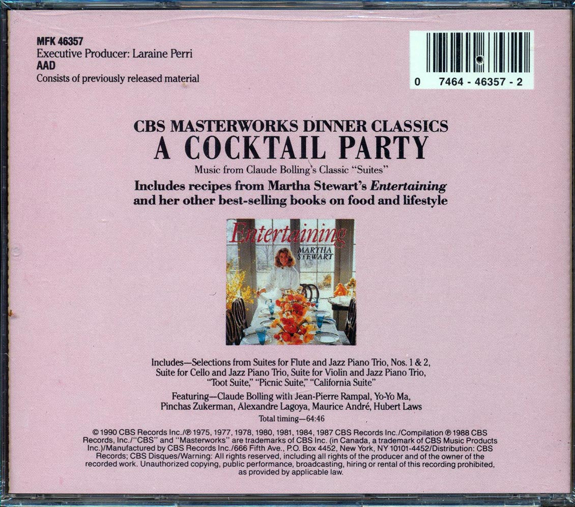 Canon, Sentimentale, Ragtime, Etc. - Dinner Classics: A Cocktail Party Music CD