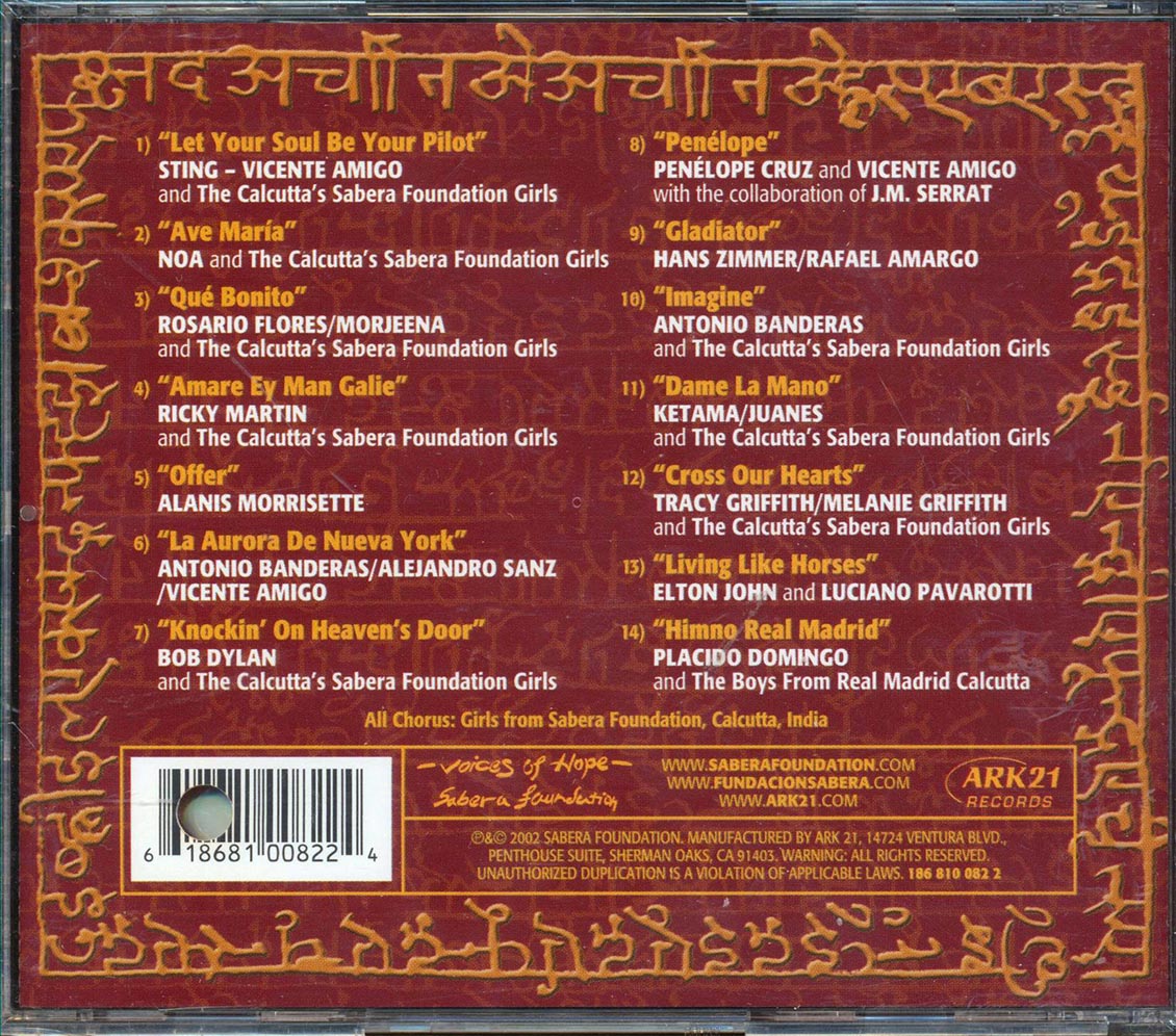 Sting, Elton John, Bob Dylan, Etc. - Voices Of Hope: Sabera Foundation (promo) (marked/ltd stock) Music CD