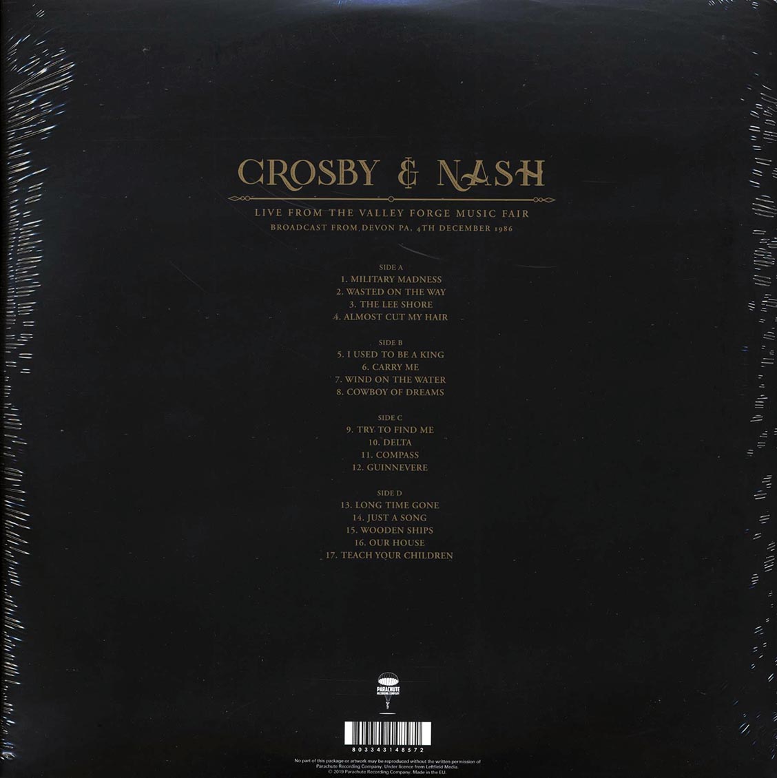 David Crosby, Graham Nash - Live From The Valley Forge Music Fair: Broadcast From Devon, PA, 4th December 1986 (2xLP) Vinyl Record