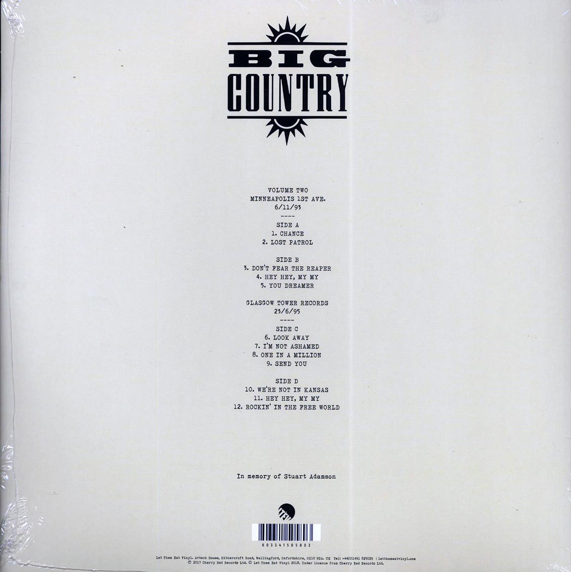Big Country - We're Not In Kansas: The Live Bootleg Series 1993-1998 Volume 2 (ltd. ed.) (2xLP) (clear vinyl) Vinyl Record