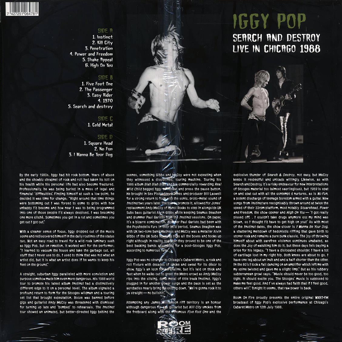 Iggy Pop Search And Destroy: Live In Chicago 1988 2xLP Vinyl Record