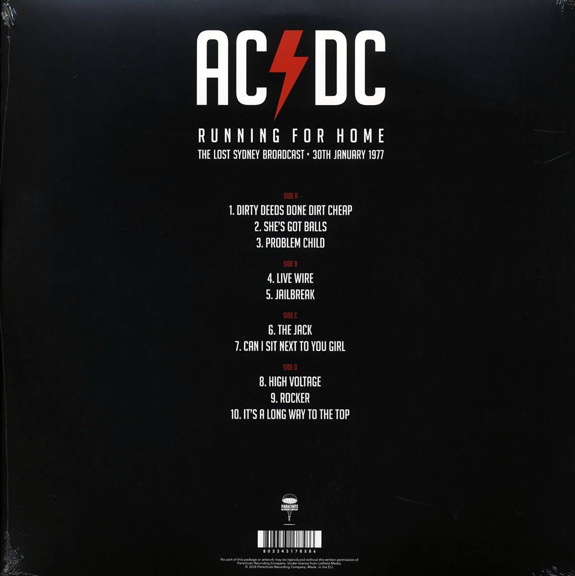 ACDC Running For Home: The Lost Sydney Broadcast, 30th January 1977 ltd. ed. 2xLP yellow Vinyl Record