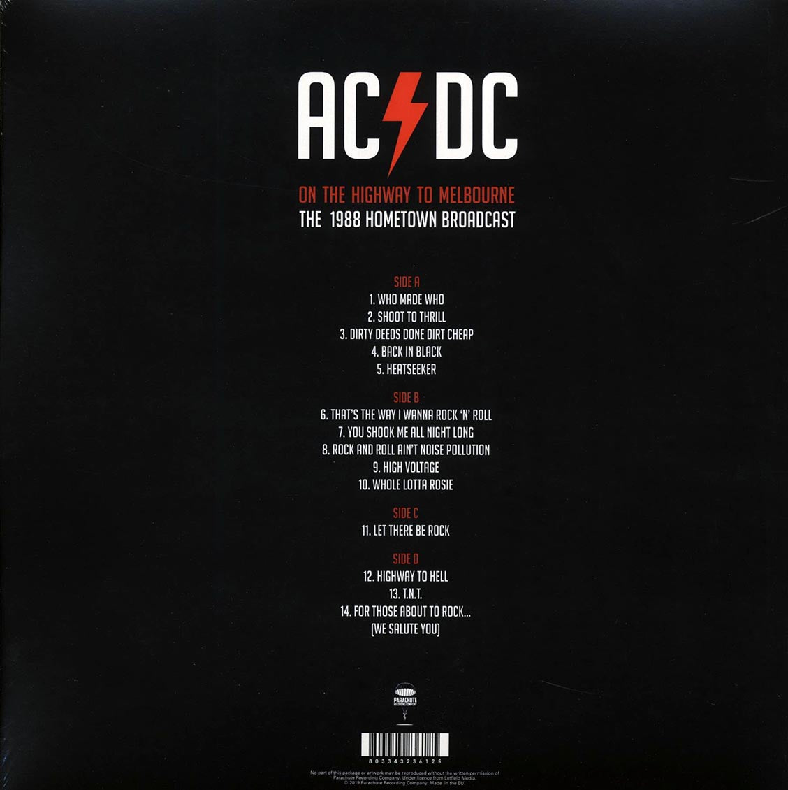 ACDC On The Highway To Melbourne: The 1988 Hometown Broadcast ltd. ed. 2xLP white Vinyl Record
