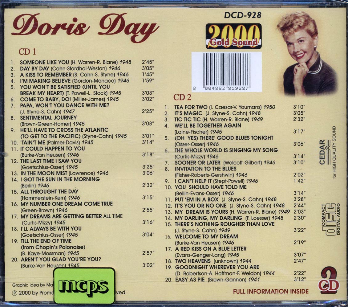 Doris Day - Doris Day (40 tracks) (2xCD) Music CD