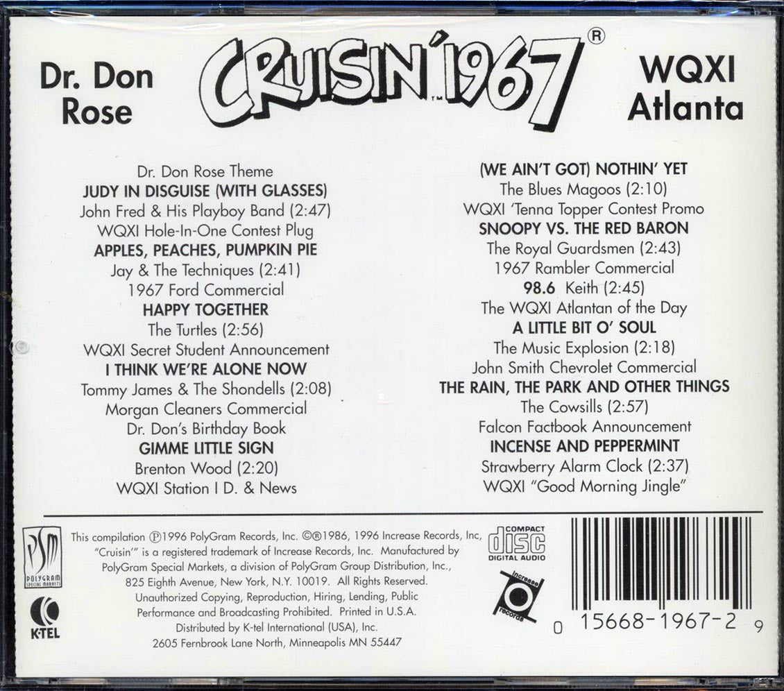 The Turtles, Jay & The Techniques, The Blue Magoos, Etc. - Cruisin' 1967 Music CD