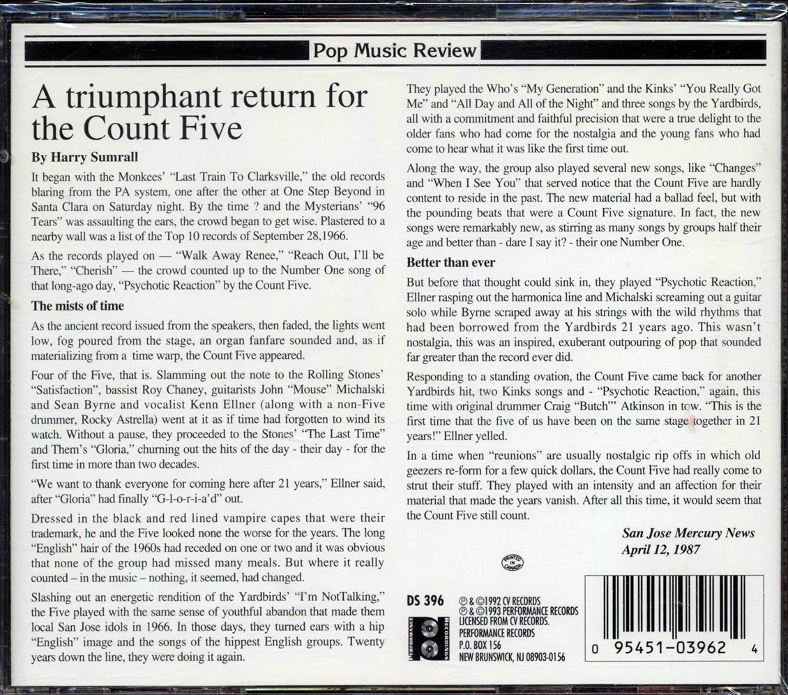 Count Five - Psychotic Reunion Live Music CD