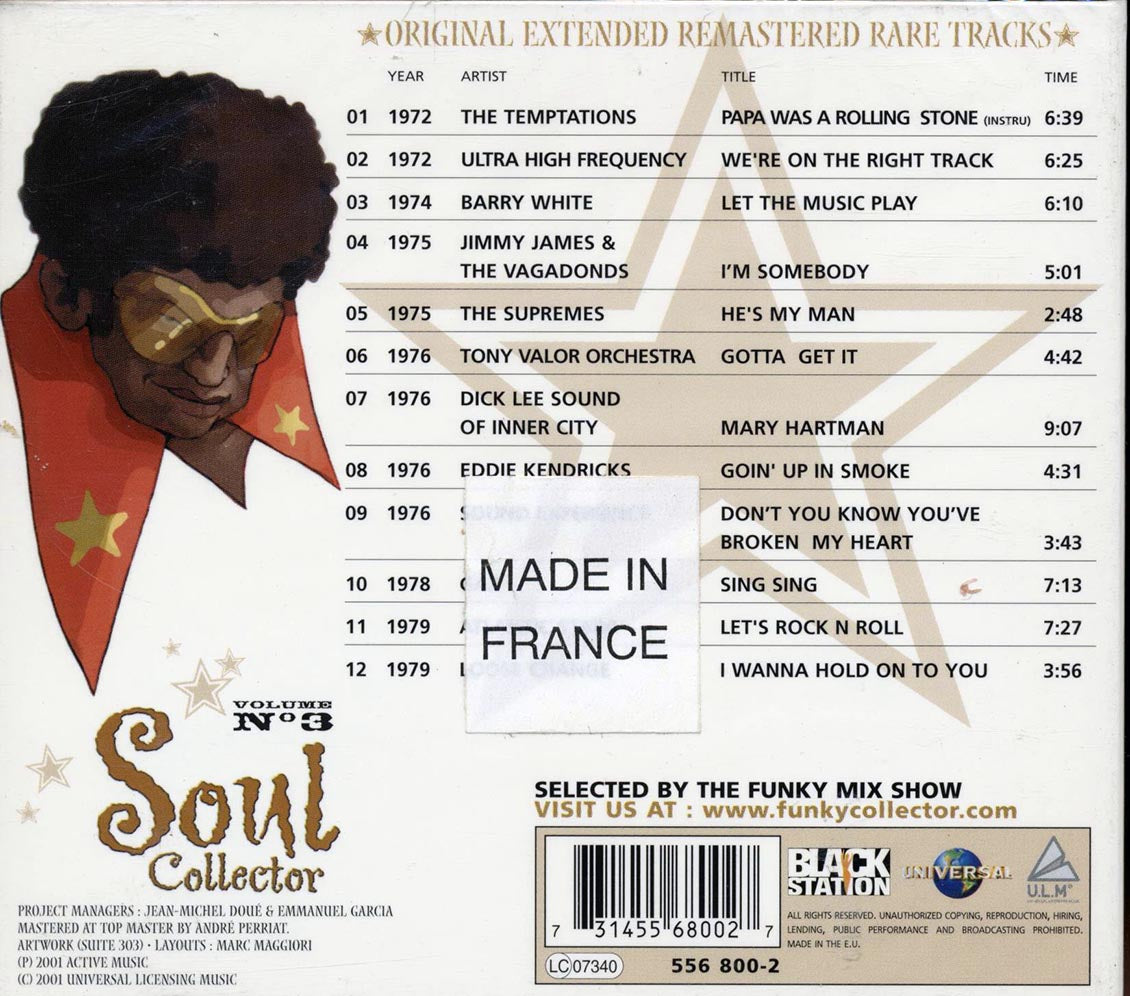 The Temptations, Barry White, The Supremes, Gaz, Etc. - Soul Collector Volume 3 (remastered) Music CD