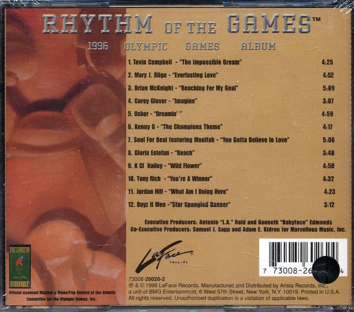 Mary J Blige, Usher, Kenny G, Gloria Estefan, Boyz II Men, Etc. - Rhythm Of The Games: 1996 Olympic Games Album (marked/ltd stock) Music CD