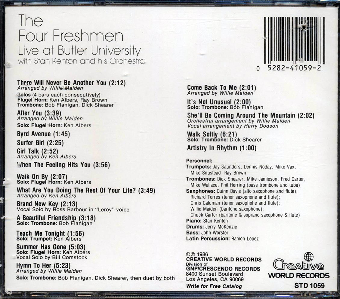 The Four Freshmen, Stan Kenton & His Orchestra - Live At Butler University Music CD