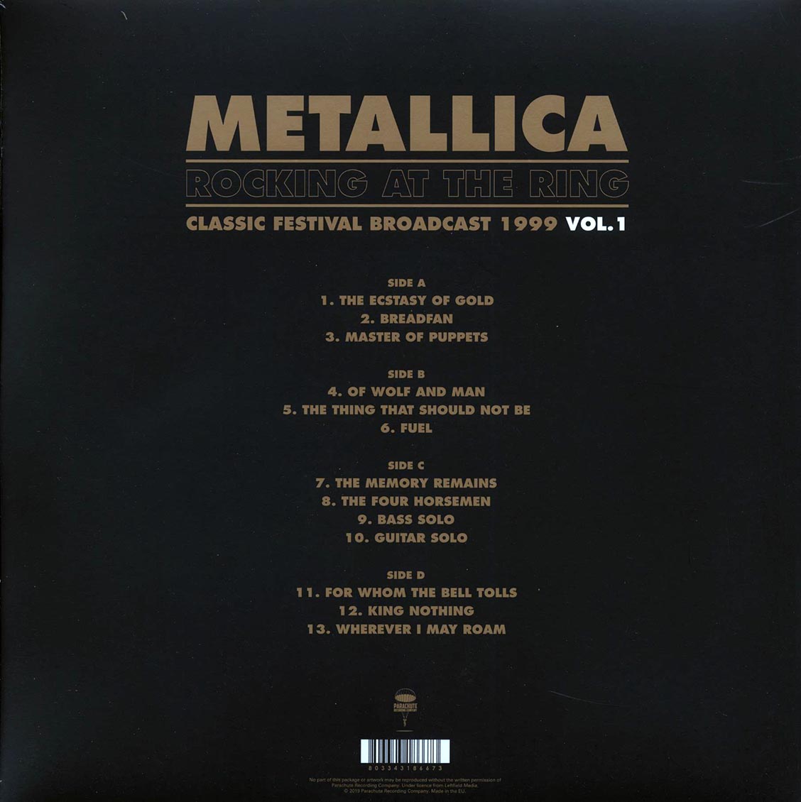 Metallica Rocking At The Ring Volume 1: Classic Festival Broadcast 1999 2xLP Vinyl Record