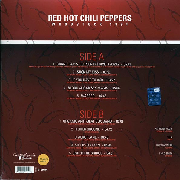 Red Hot Chili Peppers Best Of Woodstock 1994 Vinyl Record