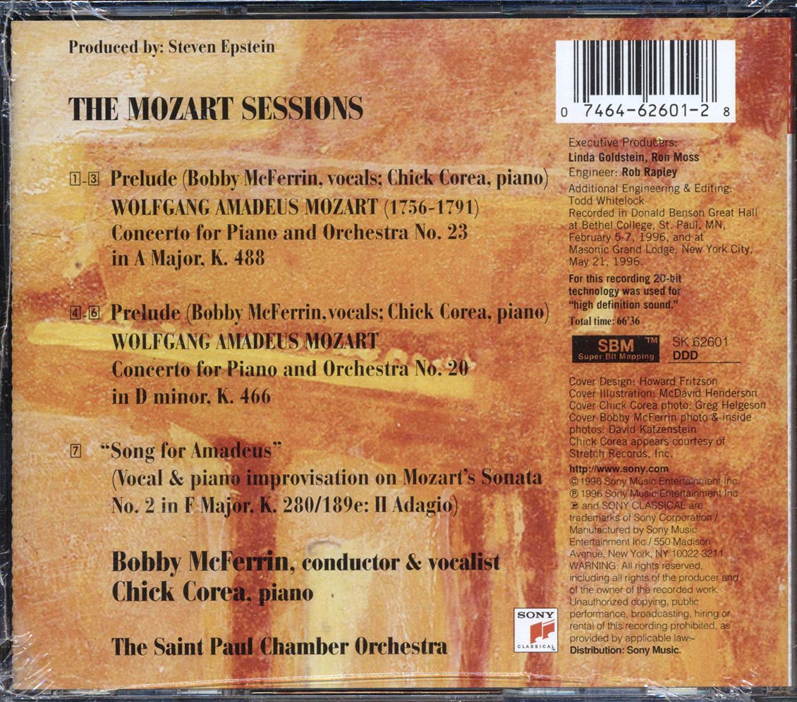 Bobby McFerrin, Chick Corea, The Saint Paul Chamber Orchestra - The Mozart Sessions Music CD