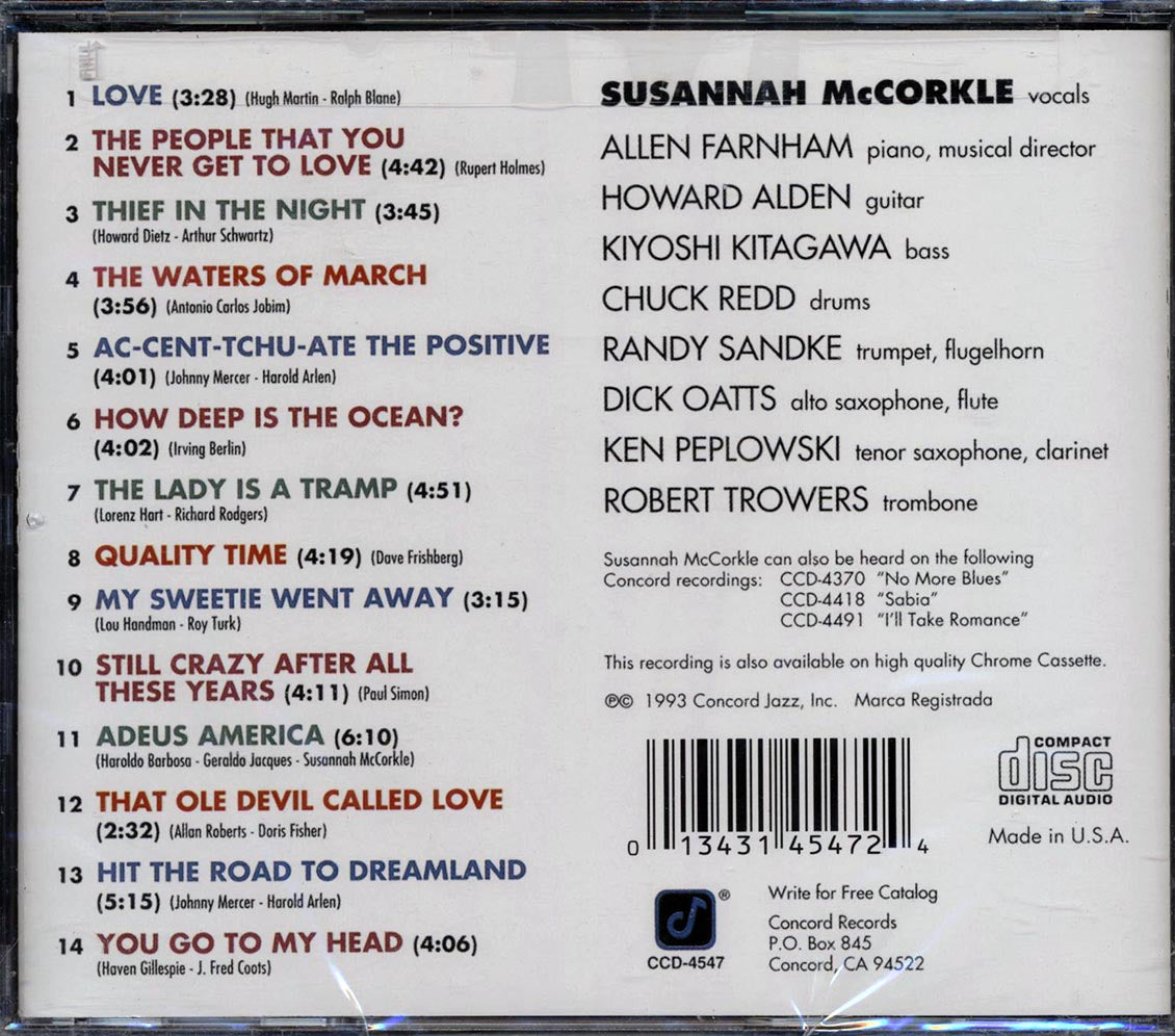 Susannah McCorkle - From Bessie To Brazil Music CD