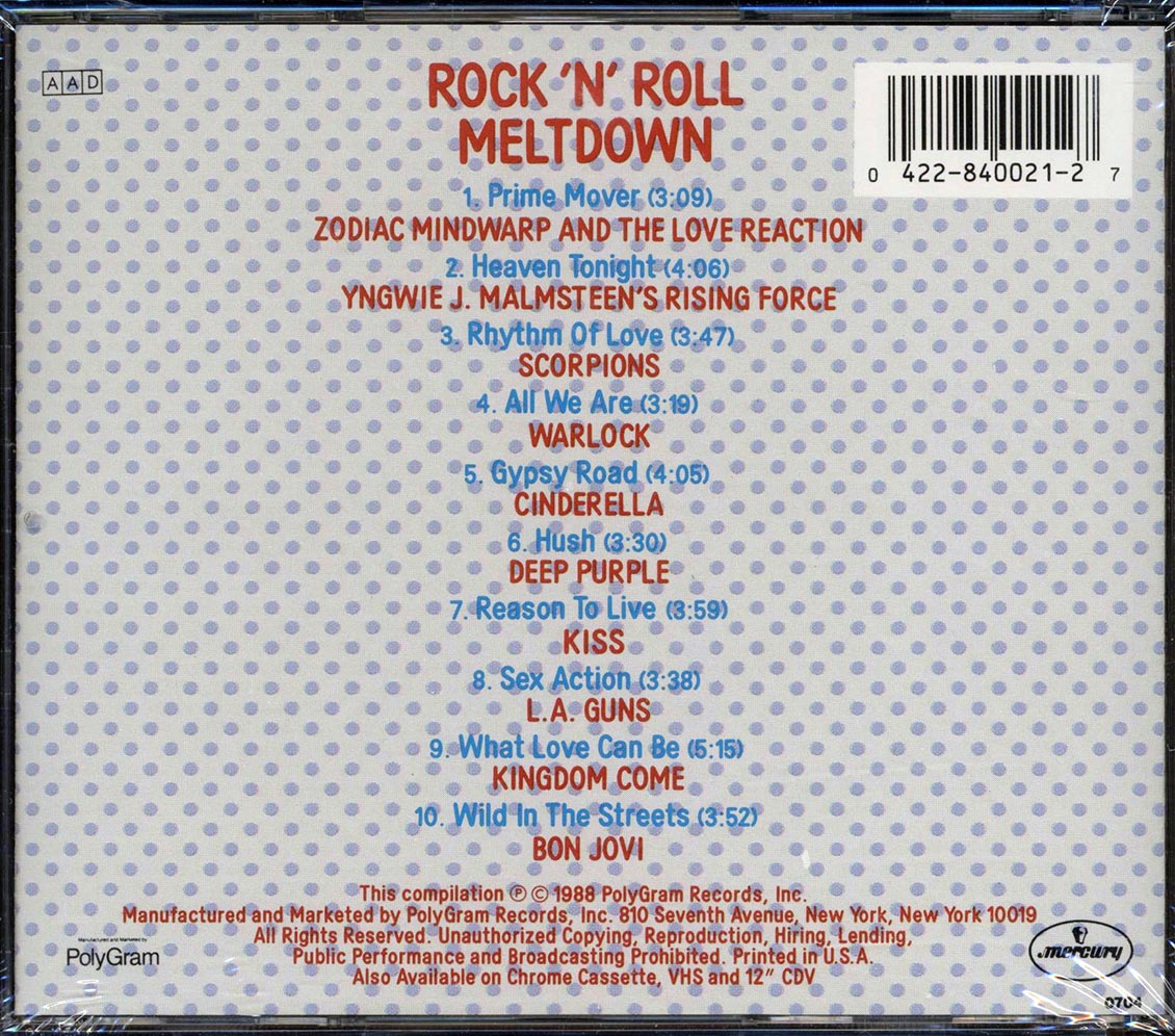 Kiss, Deep Purple, Scorpions, Warlock, Etc. - Rock N Roll Meltdown Music CD