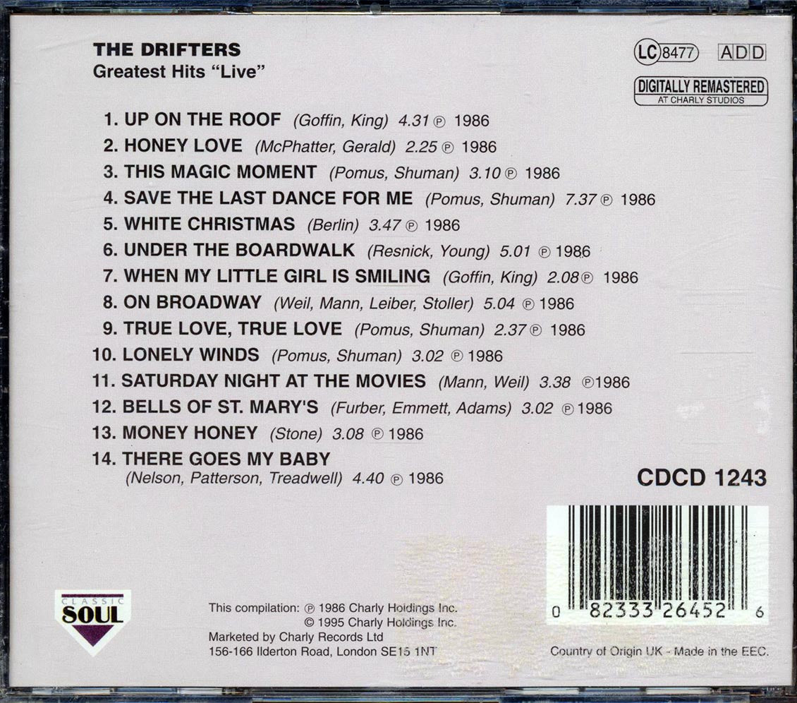 Drifters - Greatest Hits: Live Music CD