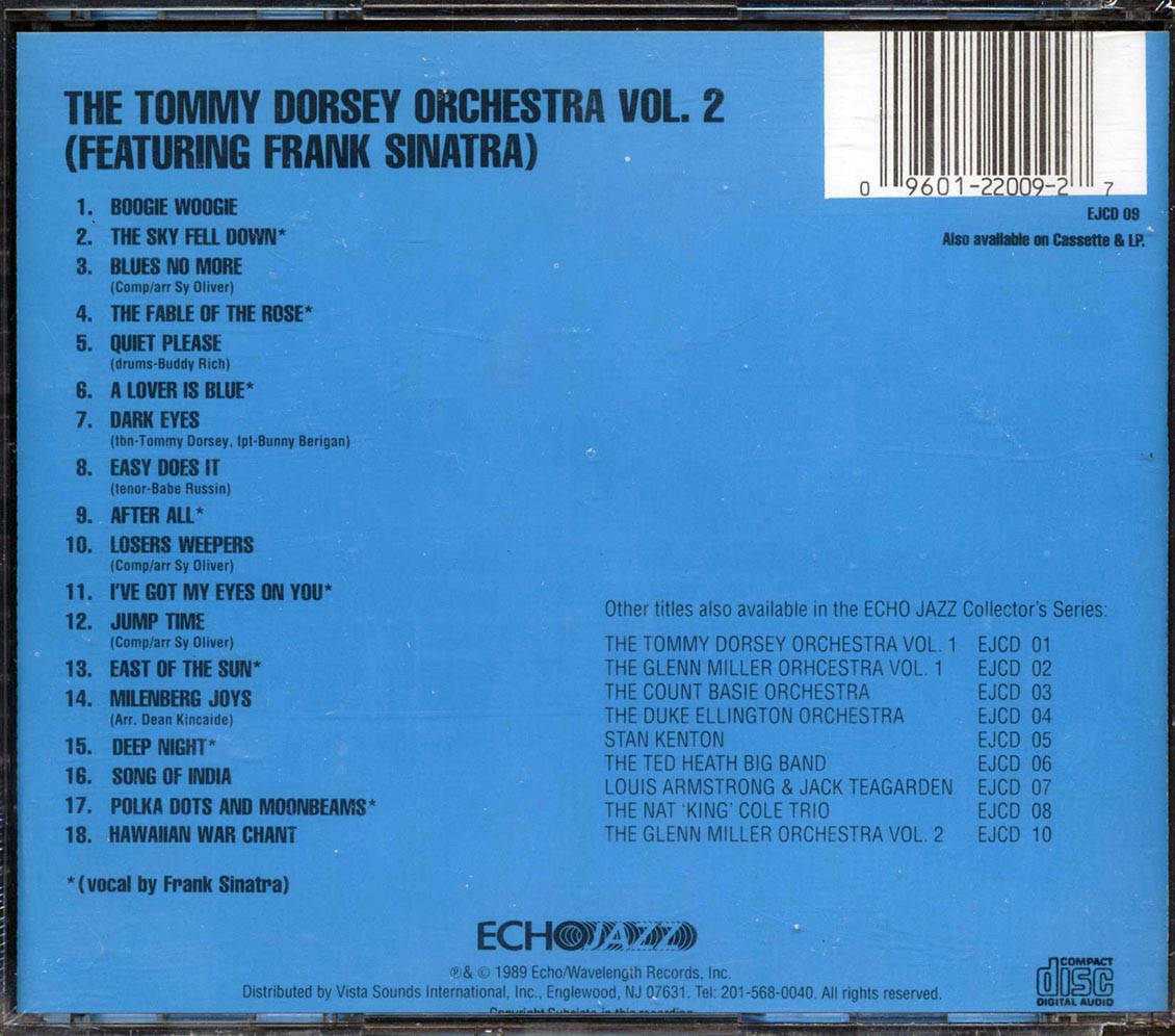 Tommy Dorsey, Frank Sinatra - The Tommy Dorsey Orchestra Volume 2 Music CD