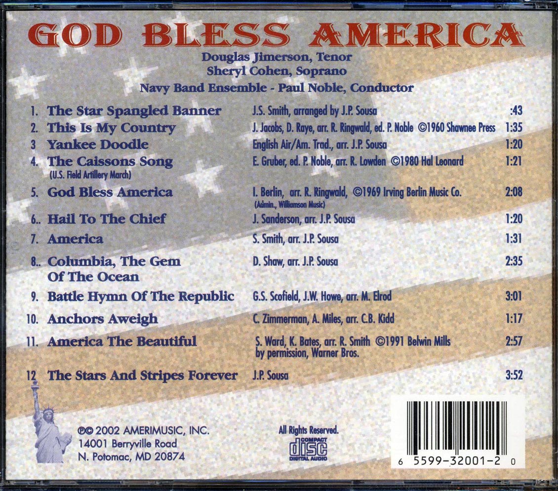 Douglas Jimerson, Sheryl Cohen, Navy Band Ensemble - God Bless America Music CD