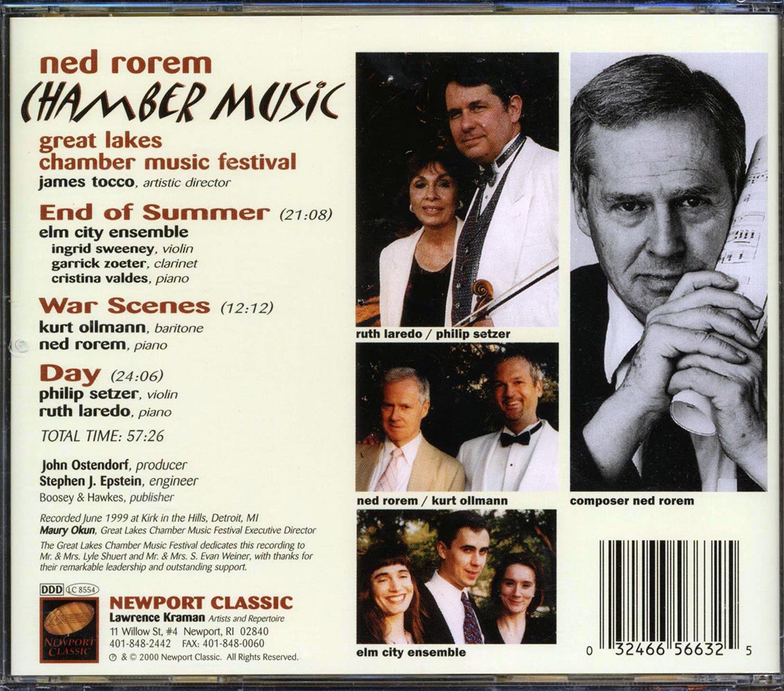 Ned Rorem - Chamber Music Music CD