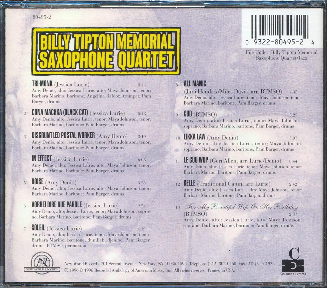 Billy Tipton Memorial Saxophone Quartet - Box Music CD