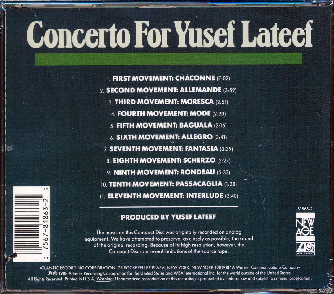 Yusef Lateef - Concerto For Yusef Lateef Music CD
