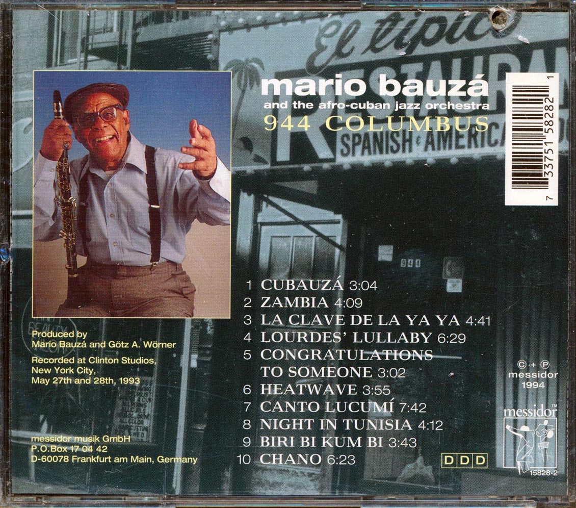 Mario Bauza & His Afro-Cuban Jazz Orchestra - 944 Columbus (marked/ltd stock) Music CD