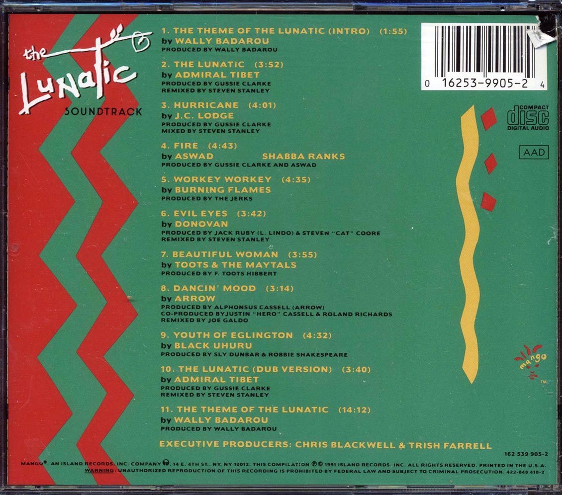 Aswad, JC Lodge, Toots & The Maytals, Etc. - The Lunatic Soundtrack Music CD