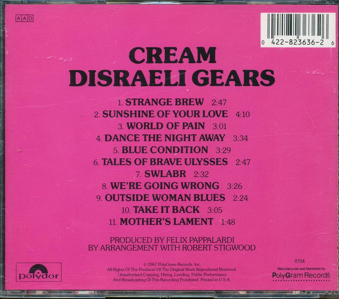 Cream - Disraeli Gears Music CD