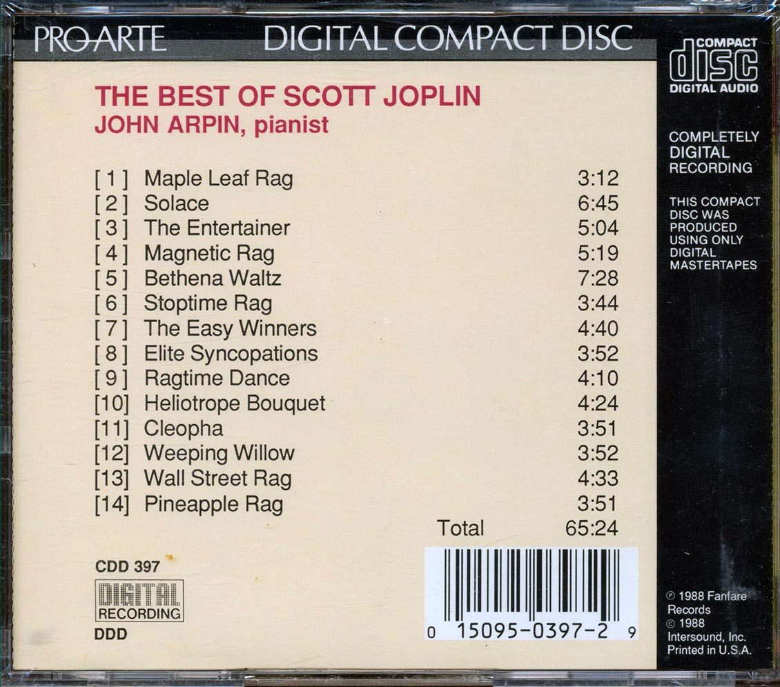 Scott Joplin, John Arpin - Scott Joplin Greatest Hits Music CD