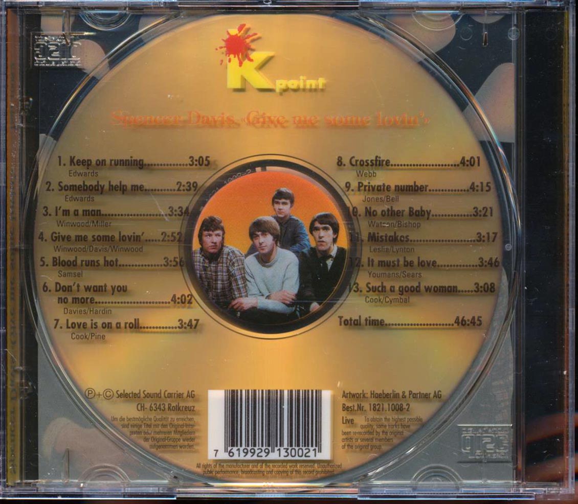 Spencer Davis - Give Me Some Lovin Music CD
