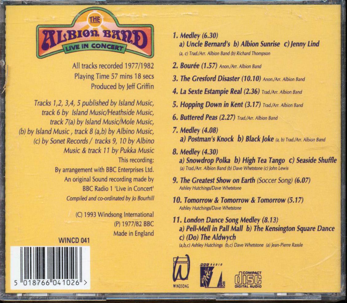 The Albion Band Live In Concert Music CD