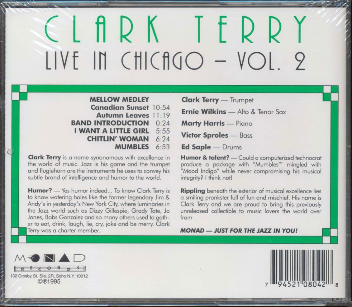 Clark Terry - Live In Chicago Volume 2 Music CD