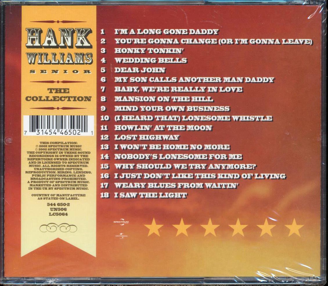 Hank Williams - The Collection Music CD