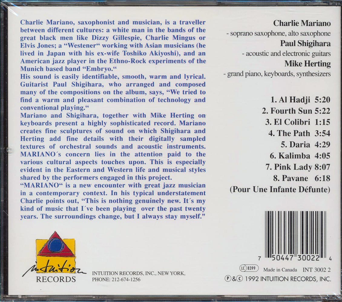 Charlie Mariano - Mariano Music CD
