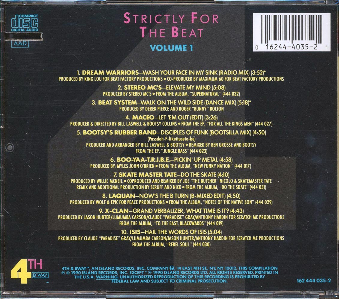 Boo-Yaa Tribe, Stereo MC's, Dream Warriors, Beat System, Maceo, Etc. - Strictly For The Beat (marked/ltd stock) Music CD
