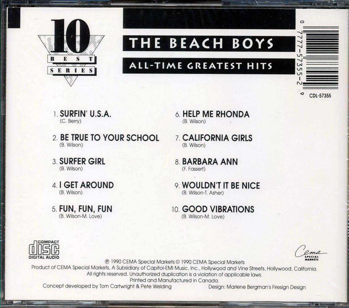 The Beach Boys - All Time Greatest Hits Music CD