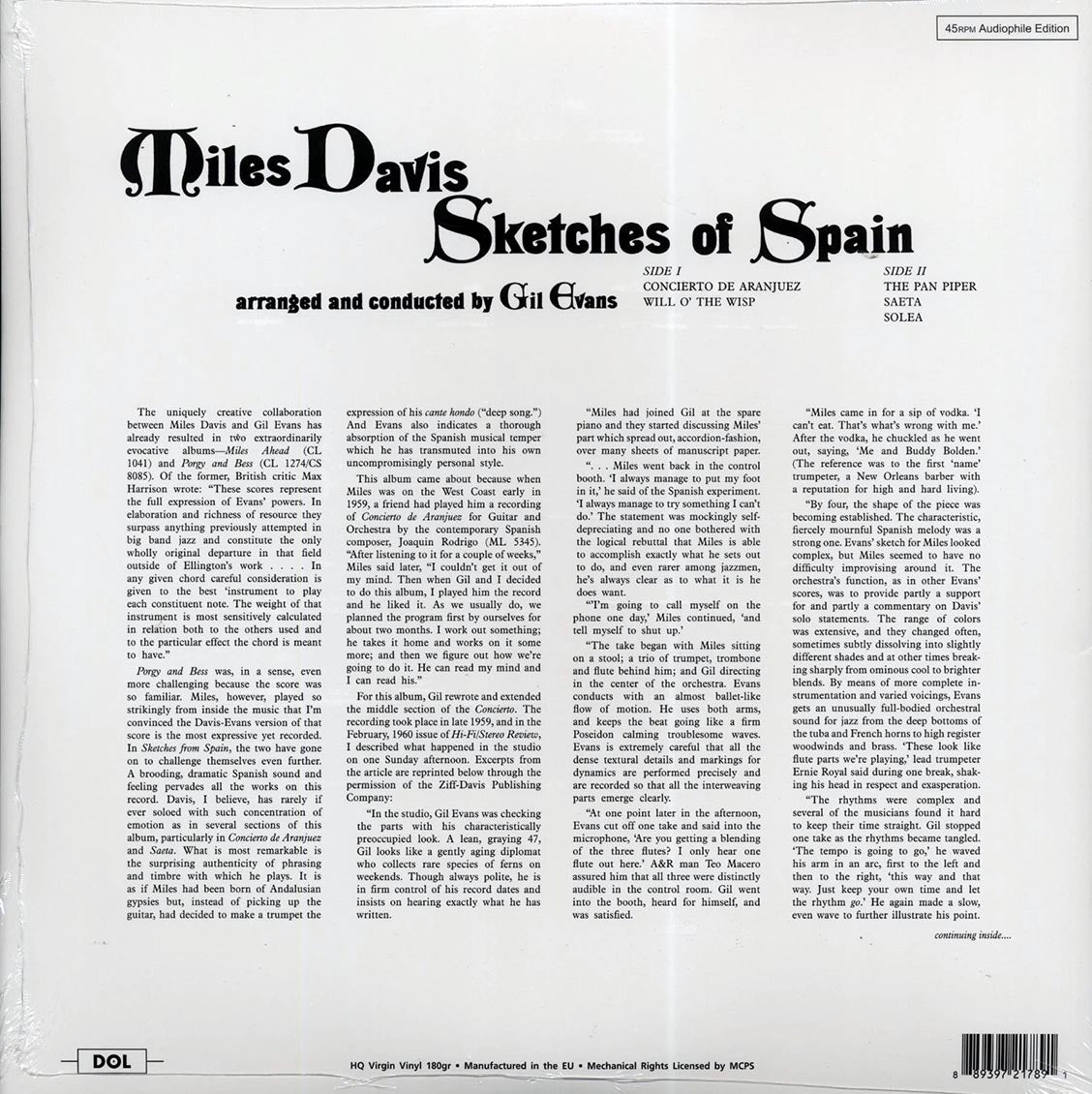 Miles Davis - Sketches Of Spain (180g) Vinyl Record