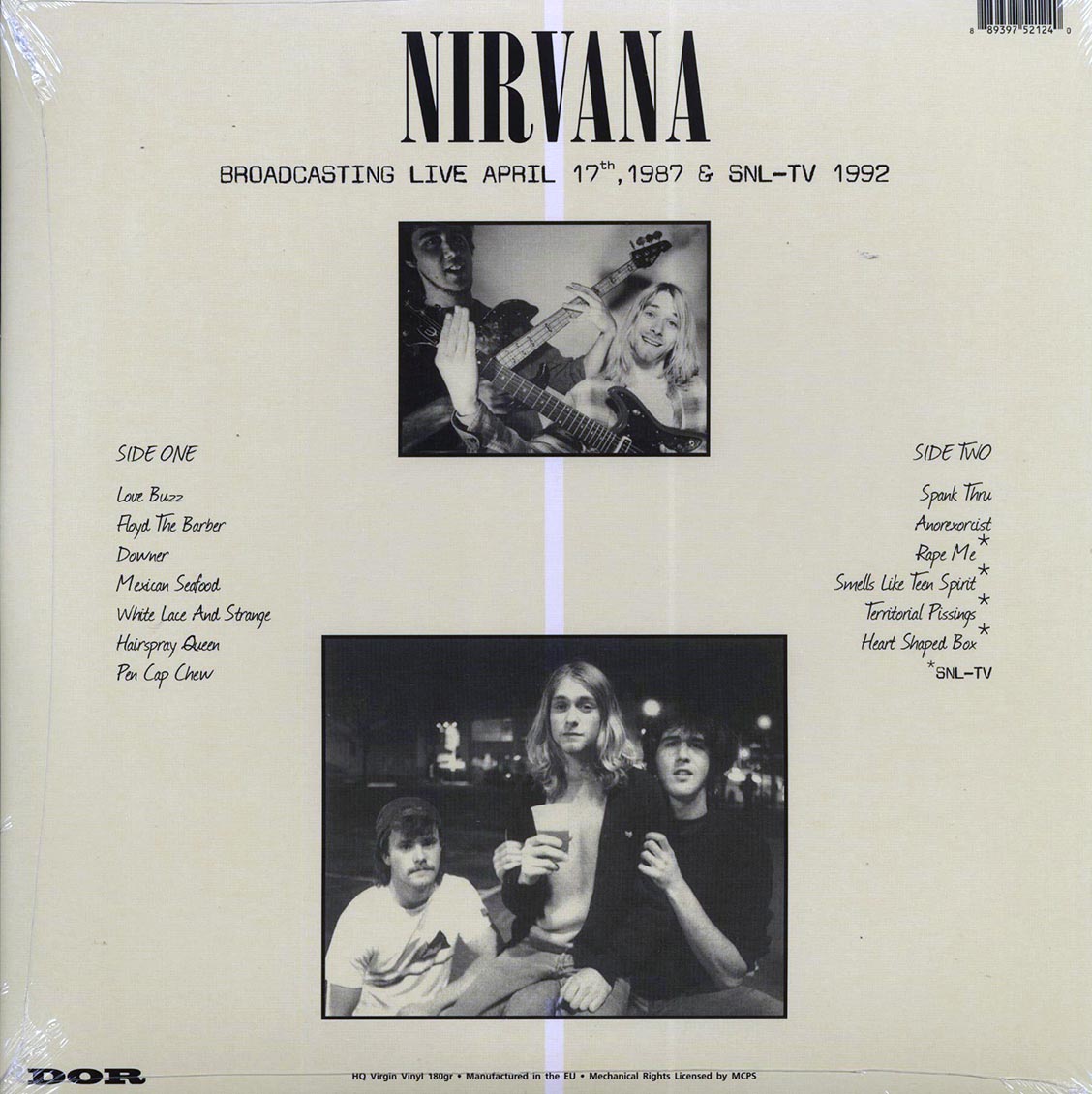 Nirvana Broadcasting Live KAOSFM April 17th, 1987 & SNLTV 1992 180g green Vinyl Record